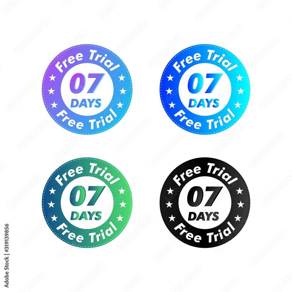 07 Days Free Trial stamp vector illustration. Free trial badges. Vector certificate icon