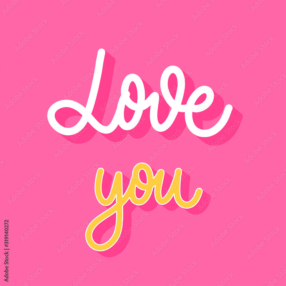 Love you. Hand Lettering inscription vector.