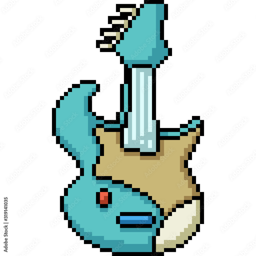 Fototapeta premium vector pixel art toy guitar