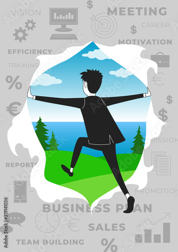 Tired Burnt Out Employee or Businessman Escapes From the Rat Race to Downshifting or Freelance Poster