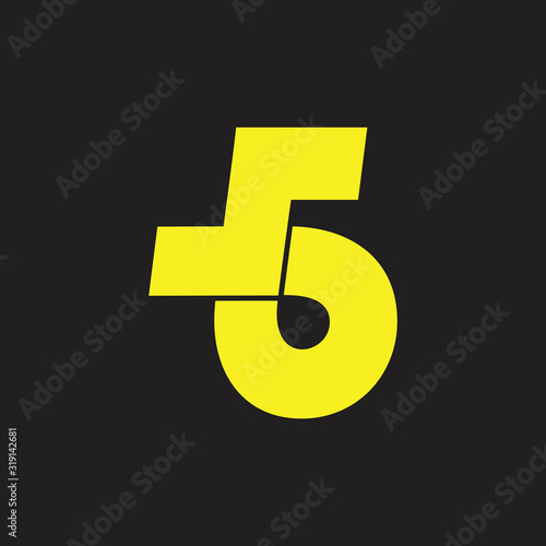 number five b simple geometric logo vector