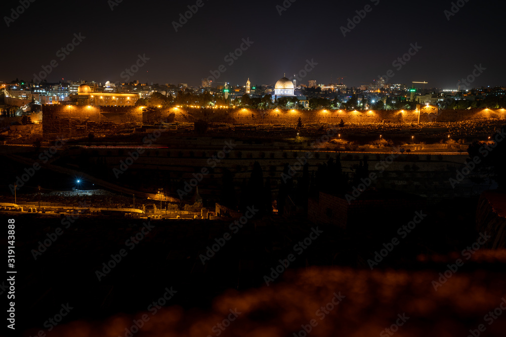 Walls of Jerusalem at night. Israel. Old Town