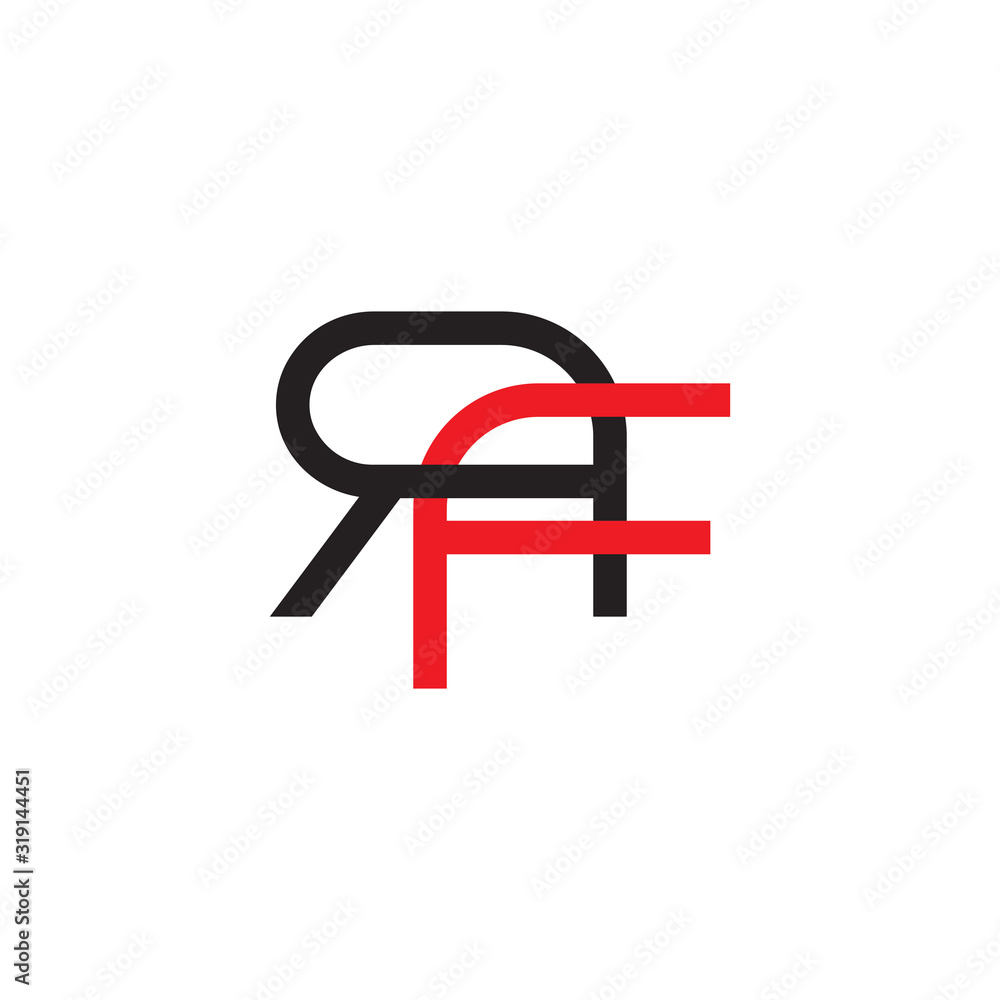 letter rf linked colorful linear geometric design symbol logo vector