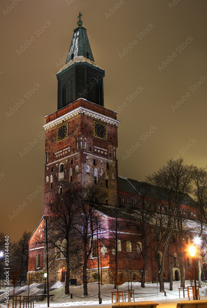  Turku Cathedral in night, Finland 