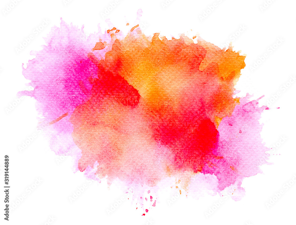 colorful watercolor splash of brush on white background.
