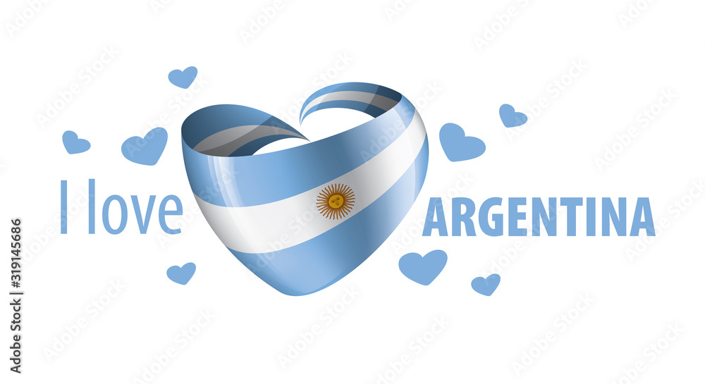 National flag of the Argentina in the shape of a heart and the inscription I love Argentina. Vector illustration National flag of the Argentina in the shape of a heart and the inscription I love Argentina. Vector illustration