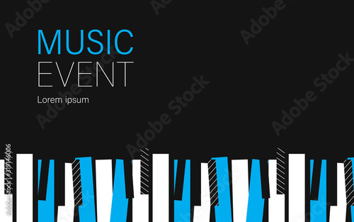 Music concert or event poster. Piano keys.