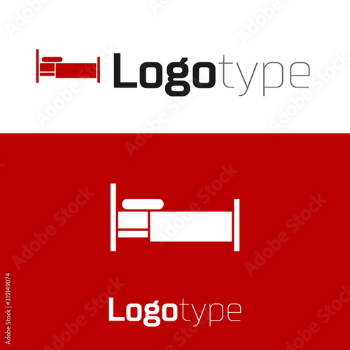 Red Bed icon isolated on white background. Logo design template element. Vector Illustration