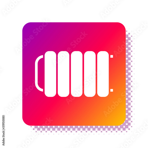 White Heating radiator icon isolated on white background. Square color button. Vector Illustration