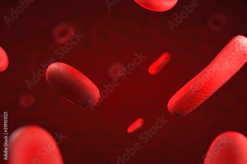 3d rendering of erythrocyte or red blood corpuscle. 3d illustration of Red blood cells.
