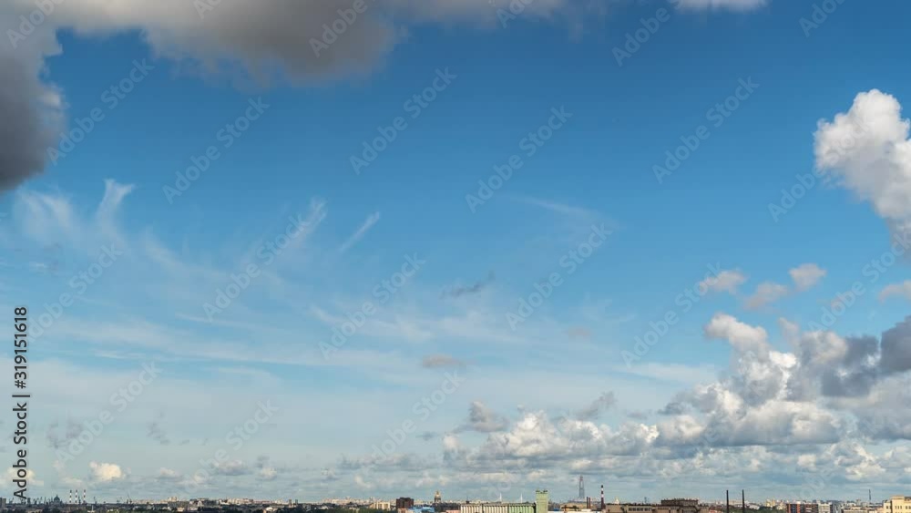 Clouds fly over the city of Saint Petersburg, timelapse Clouds fly over the city of Saint Petersburg, timelapse