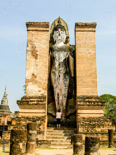 Canvas Print statue of buddha in ayutthaya thailand, digital photo picture as a background