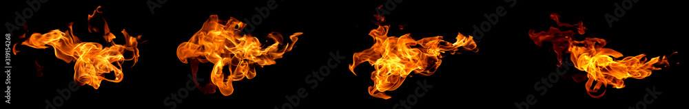 Fototapeta premium Fire flames on a black background