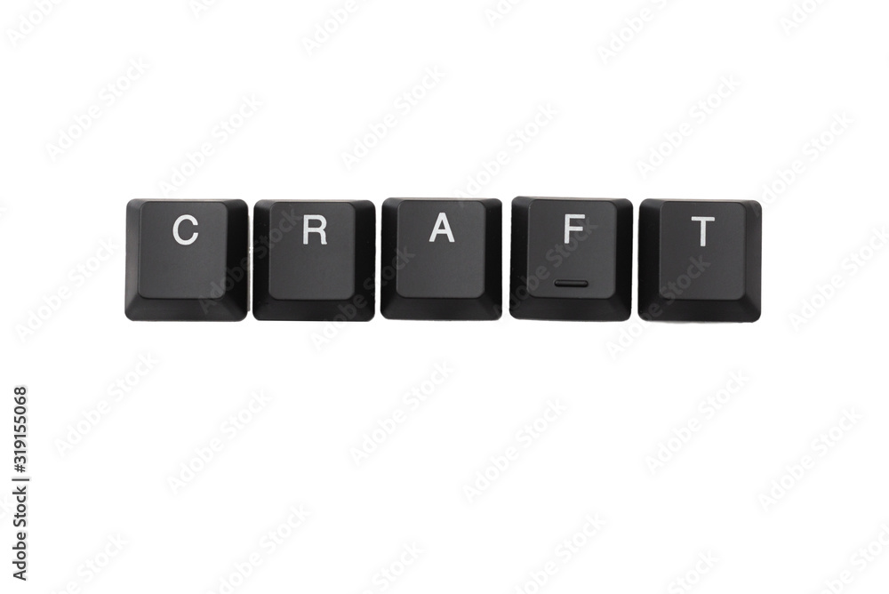 Word craft written on keyboard. Isolated on white. 