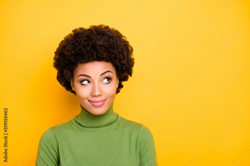 Photo of cheerful positive cute pretty nice girlfriend looking into empty space thoughtful isolated vivid color background Photo of cheerful positive cute pretty nice girlfriend looking into empty space thoughtful isolated vivid color background