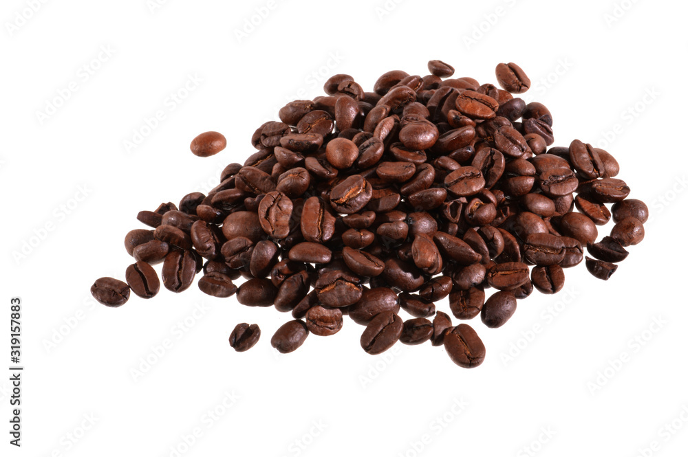 coffee grains isolated on white background coffee grains isolated on white background