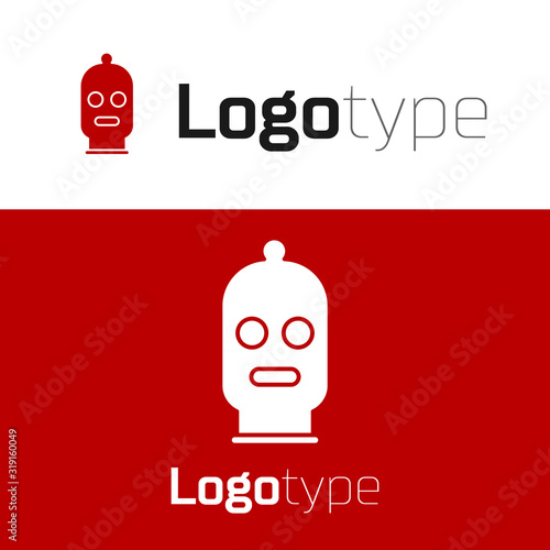 Red Balaclava icon isolated on white background. A piece of clothing for winter sports or a mask for a criminal or a thief. Logo design template element. Vector Illustration