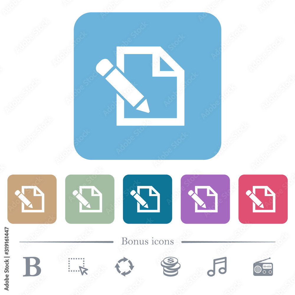 Edit with pencil flat icons on color rounded square backgrounds Edit with pencil flat icons on color rounded square backgrounds