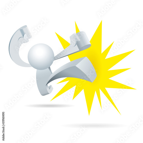 Cute little white Simplified man demonstrate how to do a martial art fly kick fighting