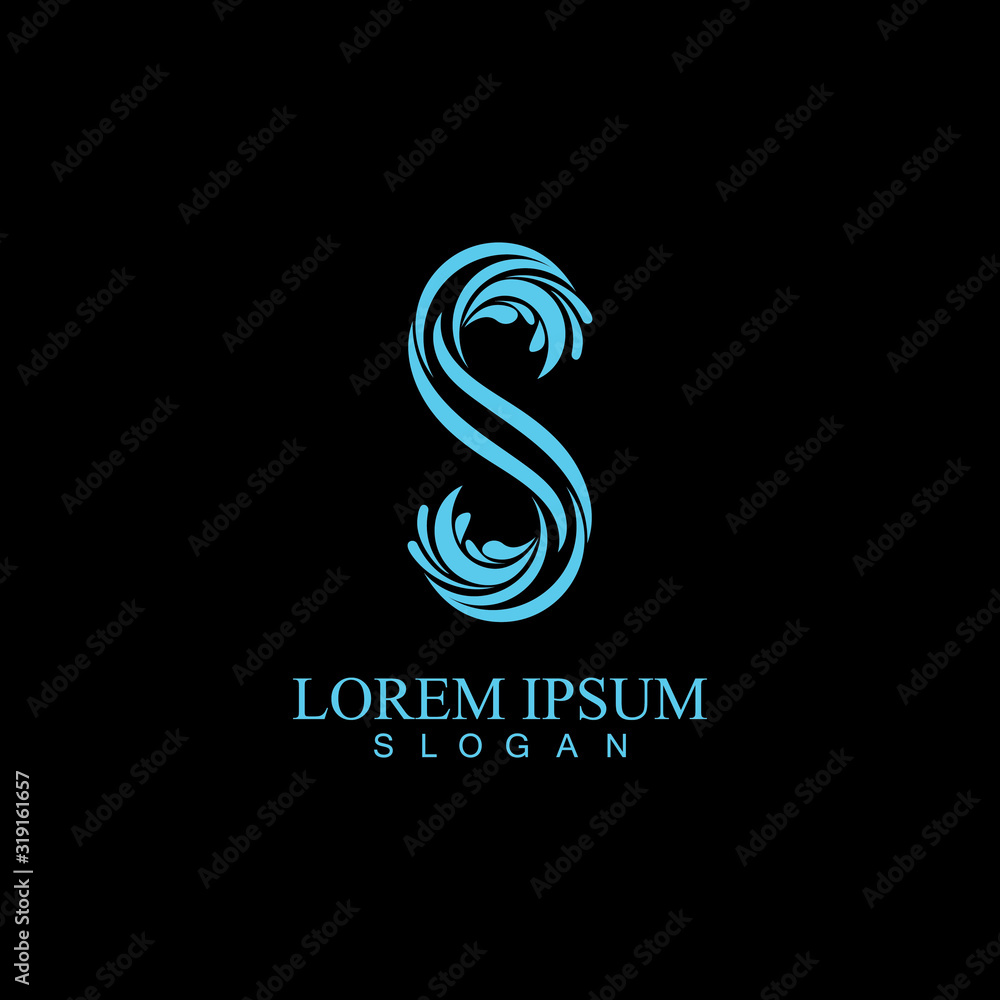 S letter water splash logo design template S letter water splash logo design template