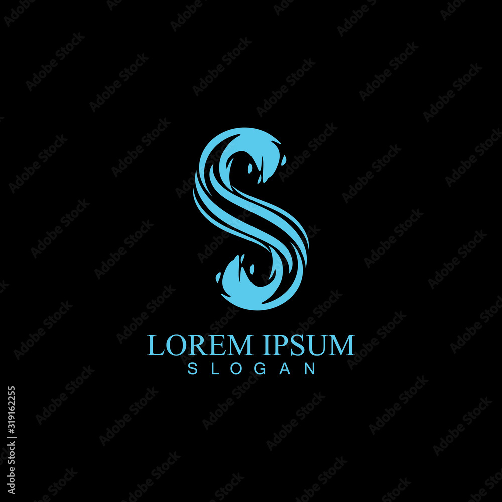 S letter water splash logo design template S letter water splash logo design template