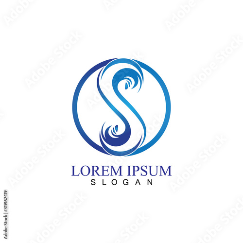 S letter water splash logo design template