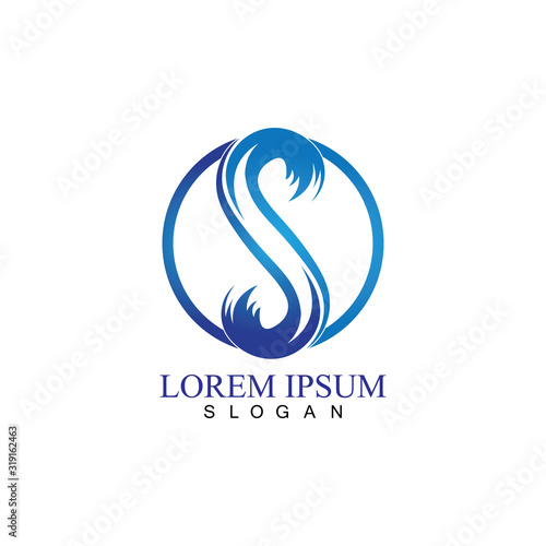 S letter water splash logo design template