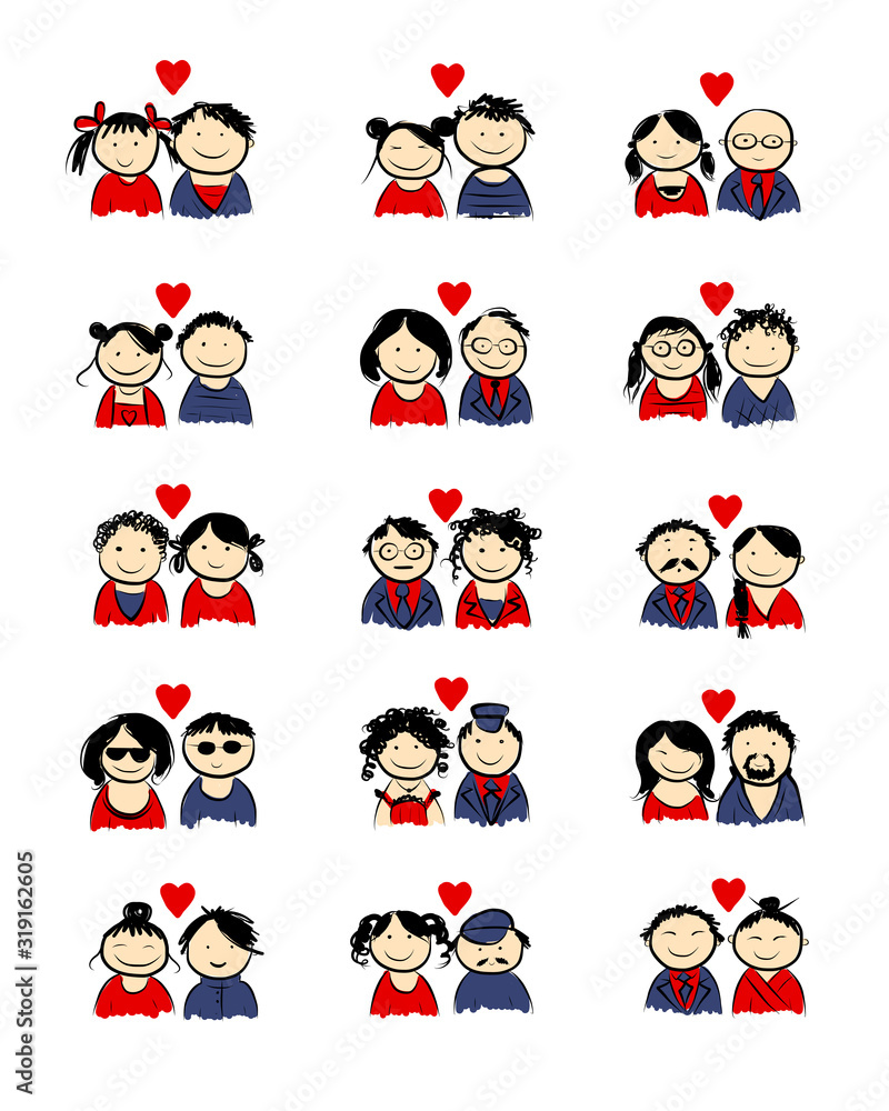 Fototapeta premium Couples sketch for your design