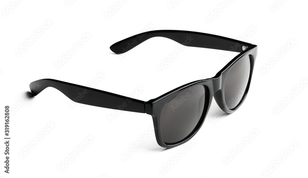Unisex dark sunglasses isolated on white background Unisex dark sunglasses isolated on white background