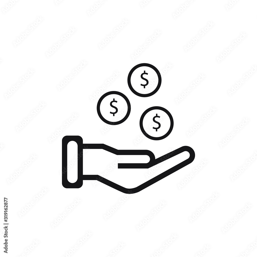 coins on hand icon design. vector illustration. coins on hand icon design. vector illustration.