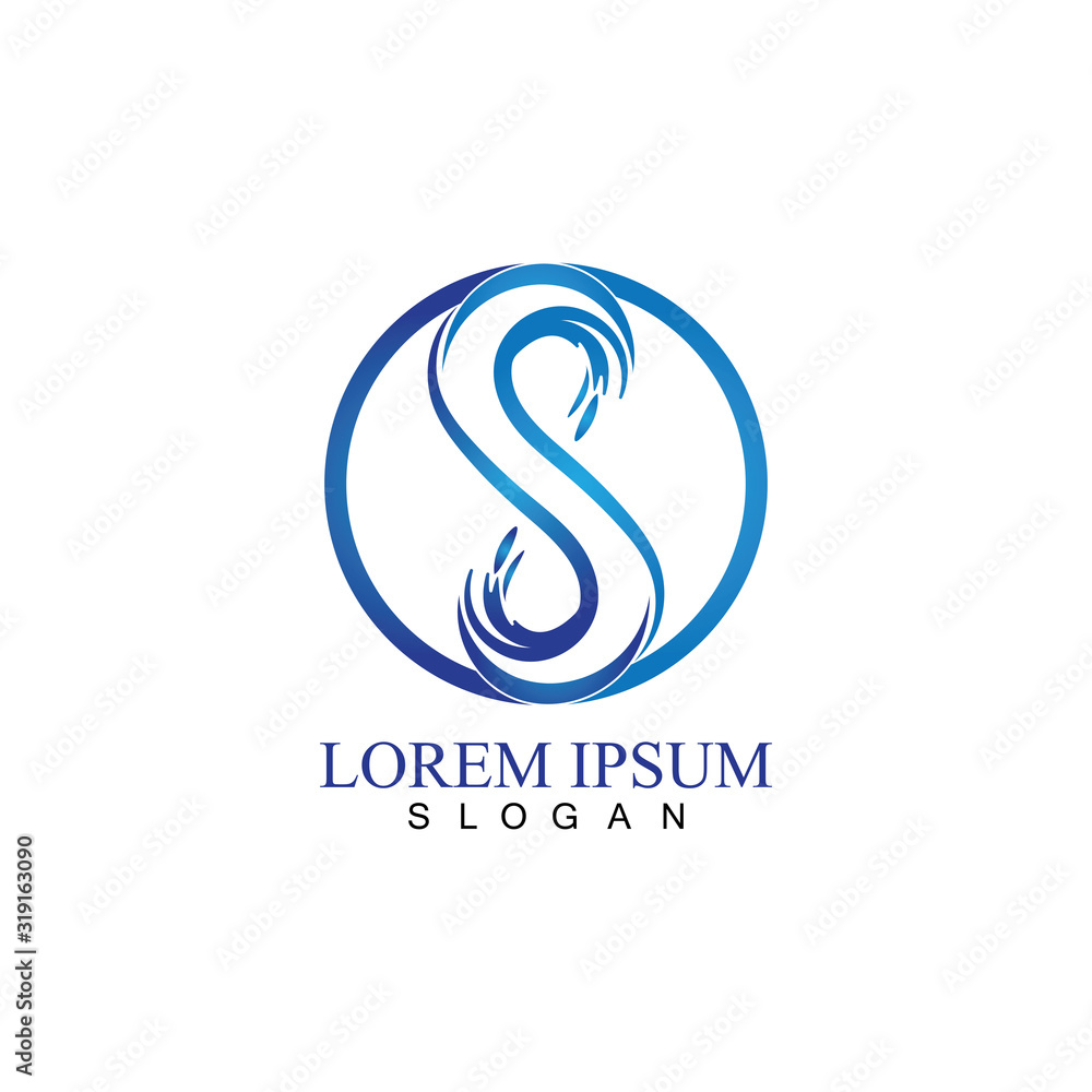 S letter water splash logo design template S letter water splash logo design template