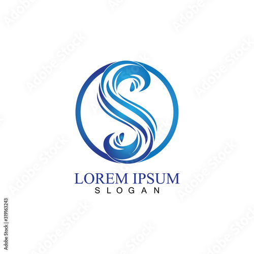 S letter water splash logo design template