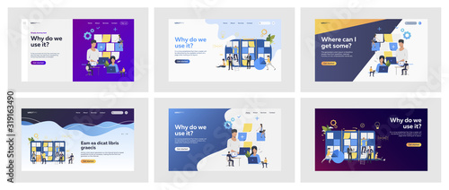 Set of people generating ideas. Flat vector illustrations of men and women working together. Brainstorm and cooperation concept for banner, website design or landing web page
