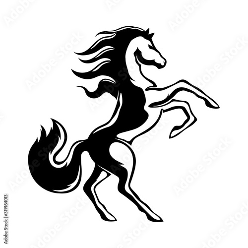 Fototapeta Czarny koń znak na białym tle.