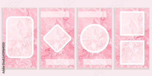 Set of pink fluid templates for social network stories