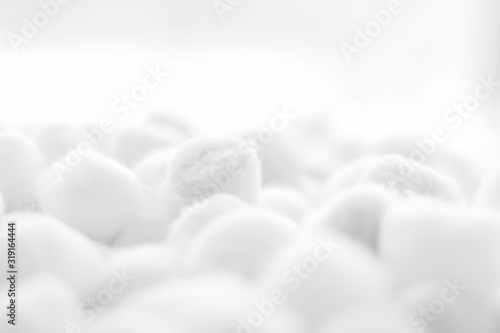 Organic cotton balls background for morning routine, spa cosmetics, hygiene and natural skincare beauty brand product as healthcare and medical design