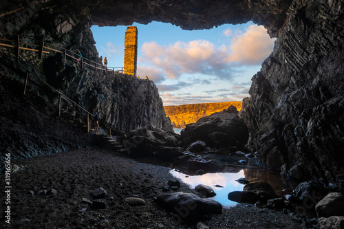 Caves at the ocean cliff in Monumento Natural de las Cuevas de Ajuy National Park