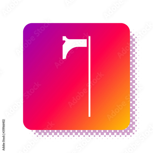 White Medieval axe icon isolated on white background. Battle axe, executioner axe. Medieval weapon. Square color button. Vector Illustration