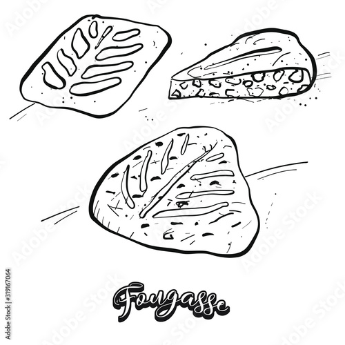 Fougasse food sketch separated on white