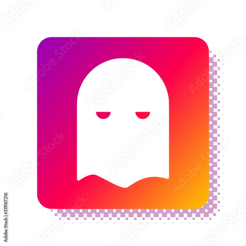 White Executioner mask icon isolated on white background. Hangman, torturer, executor, tormentor, butcher, headsman icon. Square color button. Vector Illustration