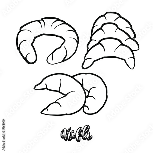 Kifli food sketch separated on white