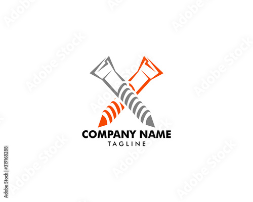 Initial Letter X with Screw Vector Logo Template Design Element