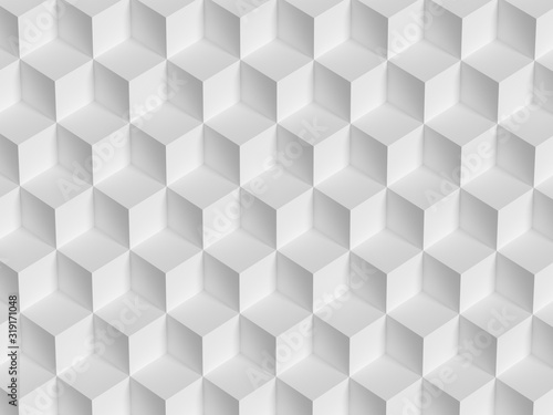 Abstract white 3D geometric cubes background. 3d rendering - illustration.