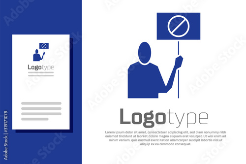 Blue Nature saving protest icon isolated on white background. Earth planet protection, environmental issues demonstration. Logo design template element. Vector Illustration