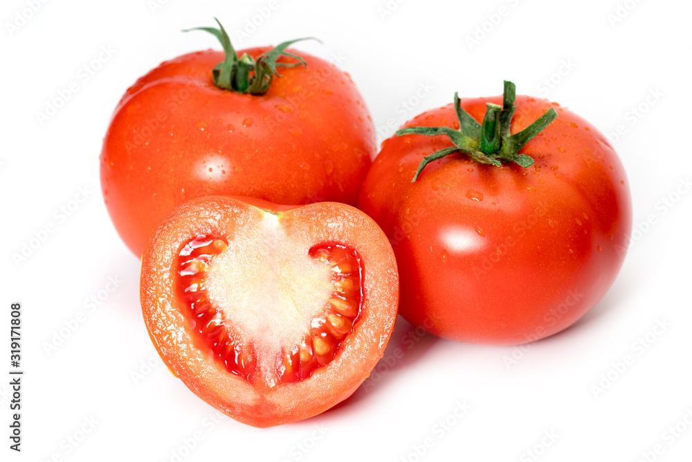 isolated tomato. Fresh cut tomatoes isolated on white background isolated tomato. Fresh cut tomatoes isolated on white background