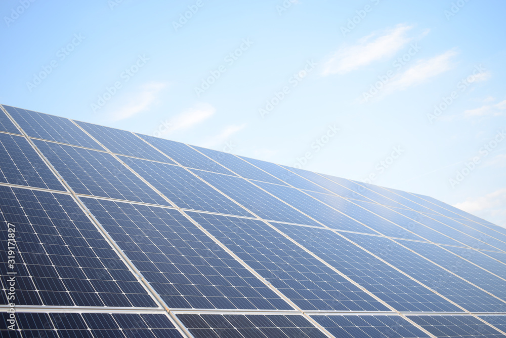 Concept of solar panel and sun