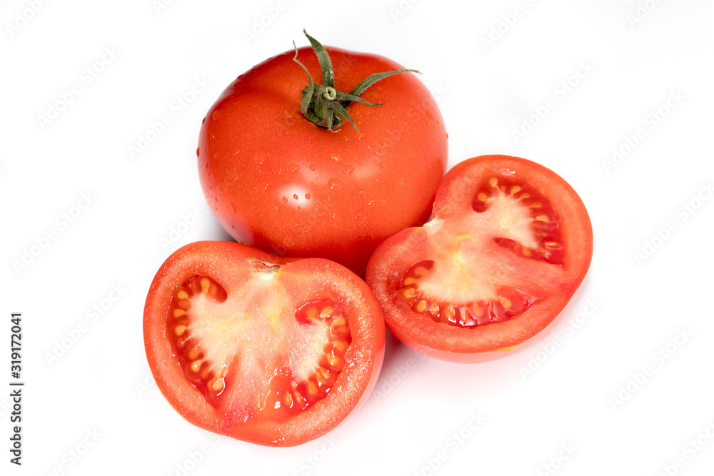 isolated tomato. Fresh cut tomatoes isolated on white background isolated tomato. Fresh cut tomatoes isolated on white background