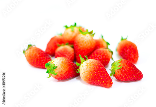 Fototapeta Naklejka Na Ścianę i Meble -  Group of Fresh strawberries on white background.