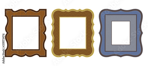 Set of various carved frames. Imitation of woodwork and metal. Decorative textures are easily removable.