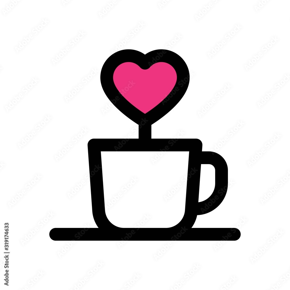 valentines related love and romance coffee cups with heart vector with editable stroke, valentines related love and romance coffee cups with heart vector with editable stroke,